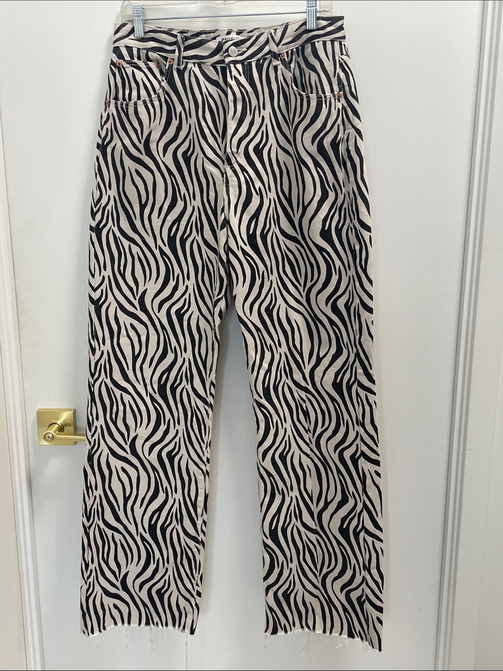 Brand New Pull&Bear Zebra Print Wide-Leg Jeans - Black & White